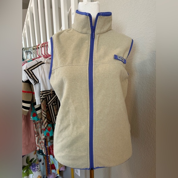 Columbia Jackets & Blazers - COLUMBIA Fleece Vest Beige w/ Pirple Accents - S